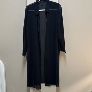 Eileen Fisher Black Sheer Long Jacket